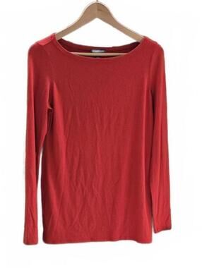 Eileen Fisher Viscose Stretch Long Sleeve T-Shirt Red   XS
